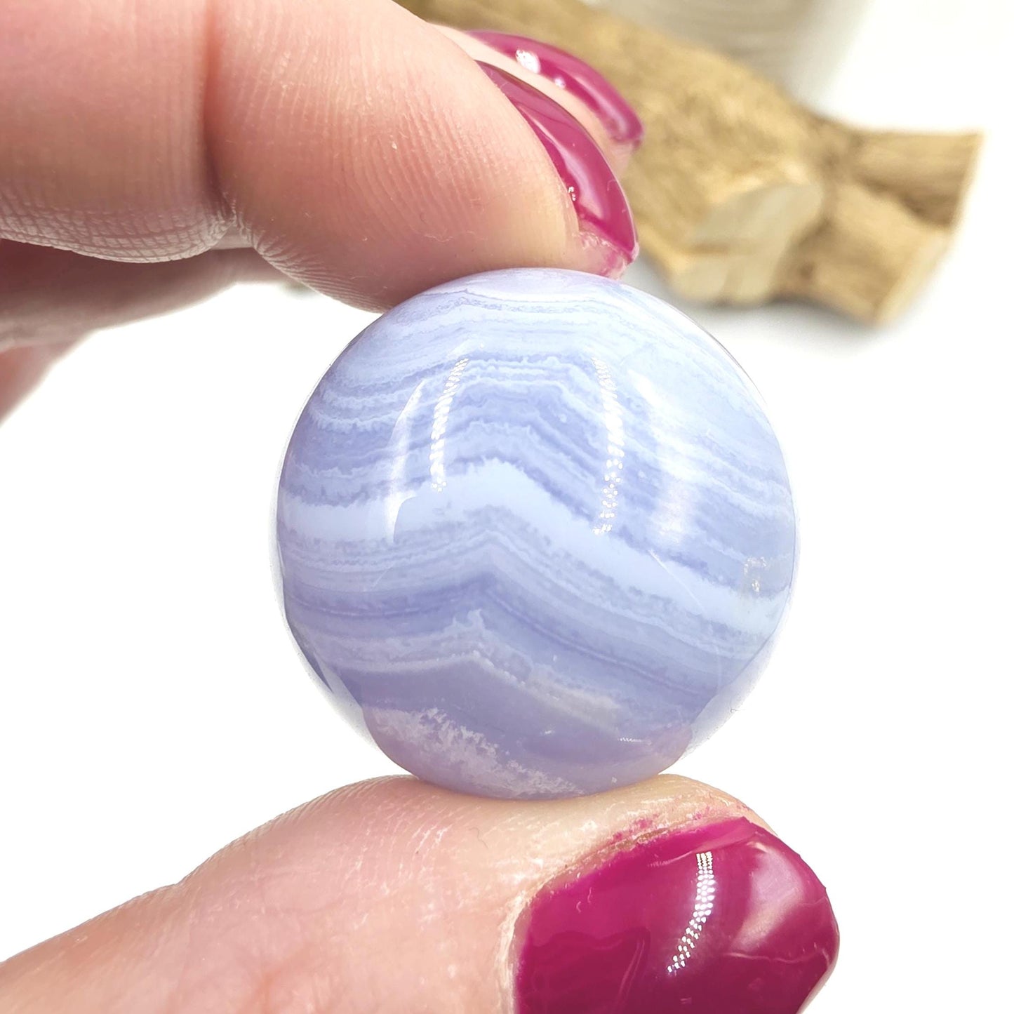 High Grade Blue Lace Agate Sphere – Calm Communication, Emotional Peace & Soothing Energy Crystal, 29.7mm