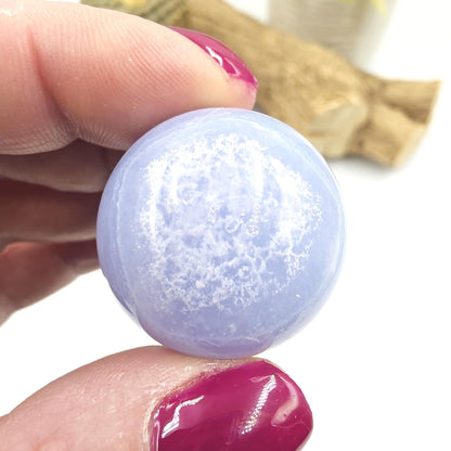 High Grade Blue Lace Agate Sphere – Calm Communication, Emotional Peace & Soothing Energy Crystal, 29.7mm