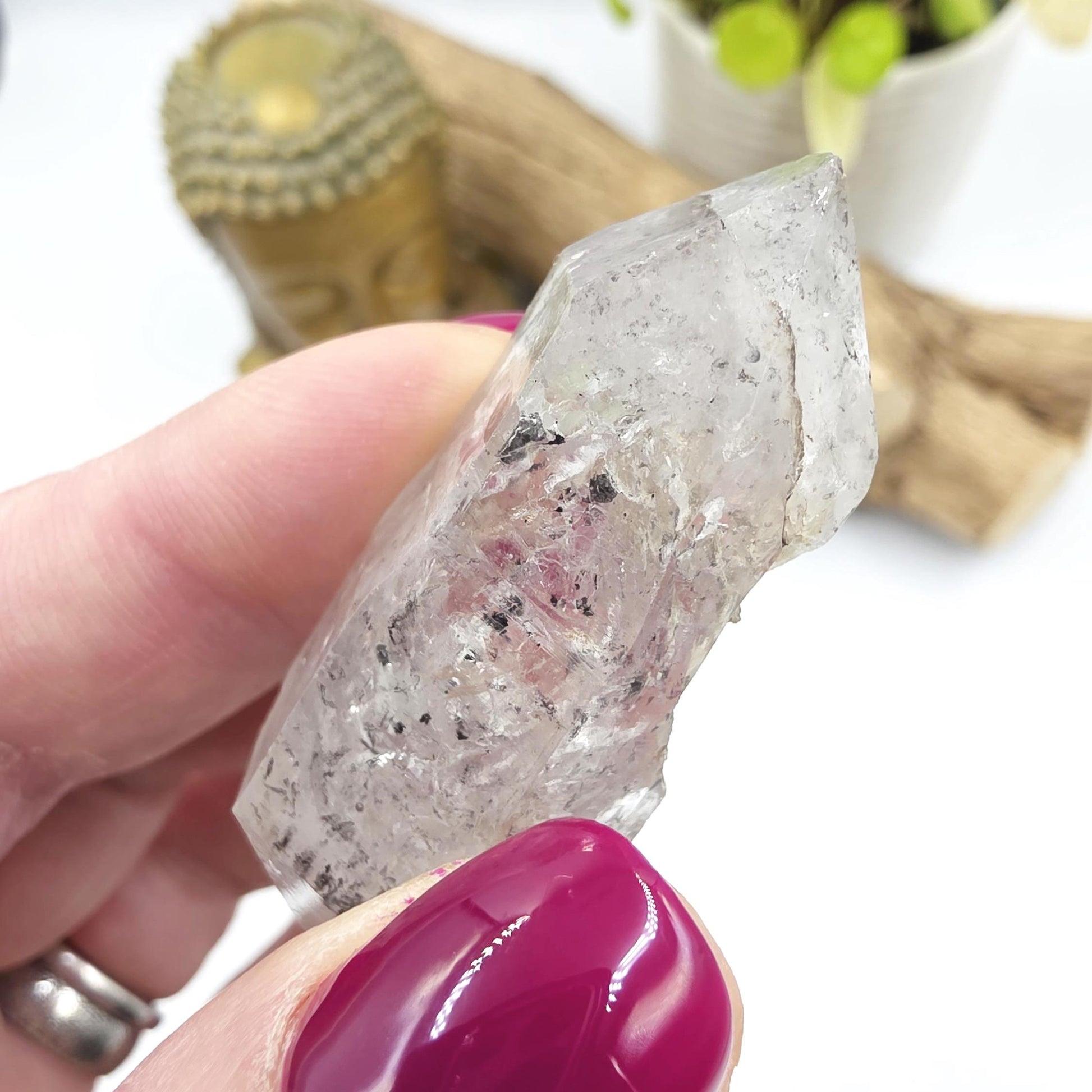 Raw Herkimer Diamond Natural DT with Moving Carbon Bubble – Rare High Vibrational Quartz Crystal, 25g