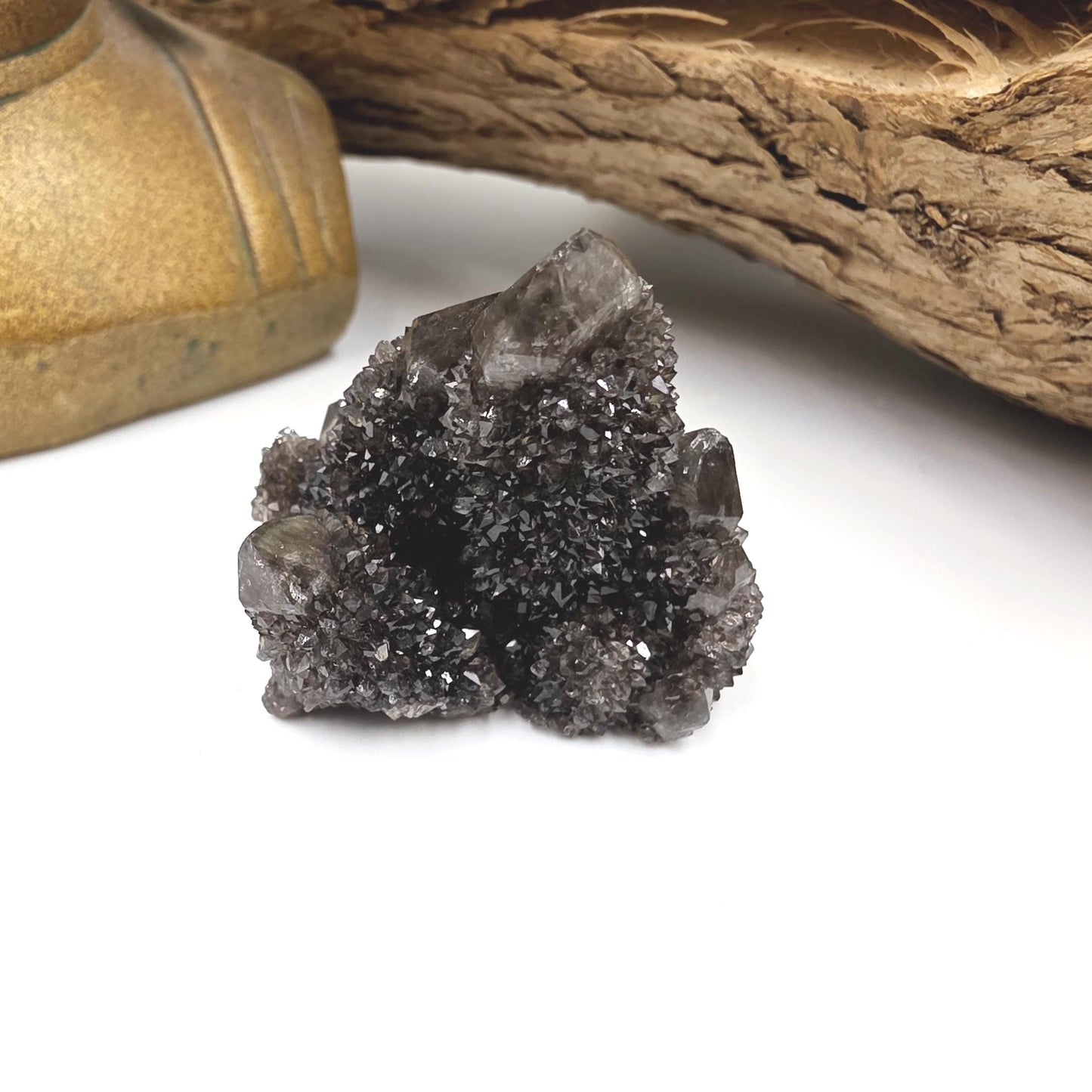 Rare Black Spirit Quartz Cluster Specimen – Protection, Spiritual Growth & High Vibration Crystal, 40g