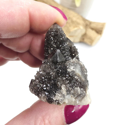 Rare Black Spirit Quartz Cluster Specimen – Protection, Spiritual Growth & High Vibration Crystal, 40g