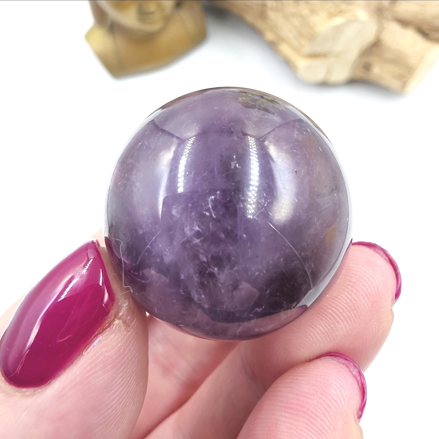 Flashy Amethyst Sphere with Rainbows – Calm, Intuition & Spiritual Healing Crystal, 32mm