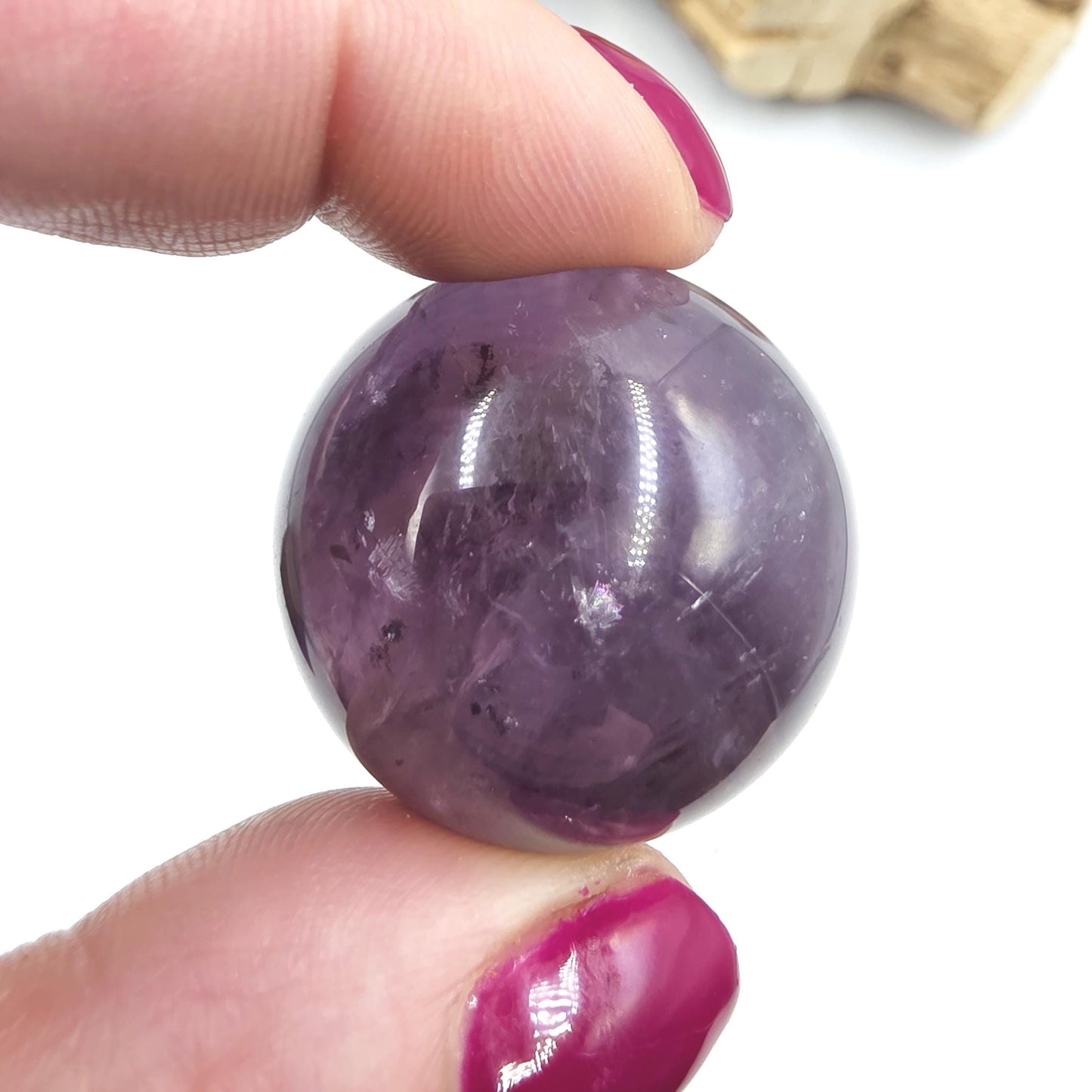 Flashy Amethyst Sphere with Rainbows – Calm, Intuition & Spiritual Healing Crystal, 32mm