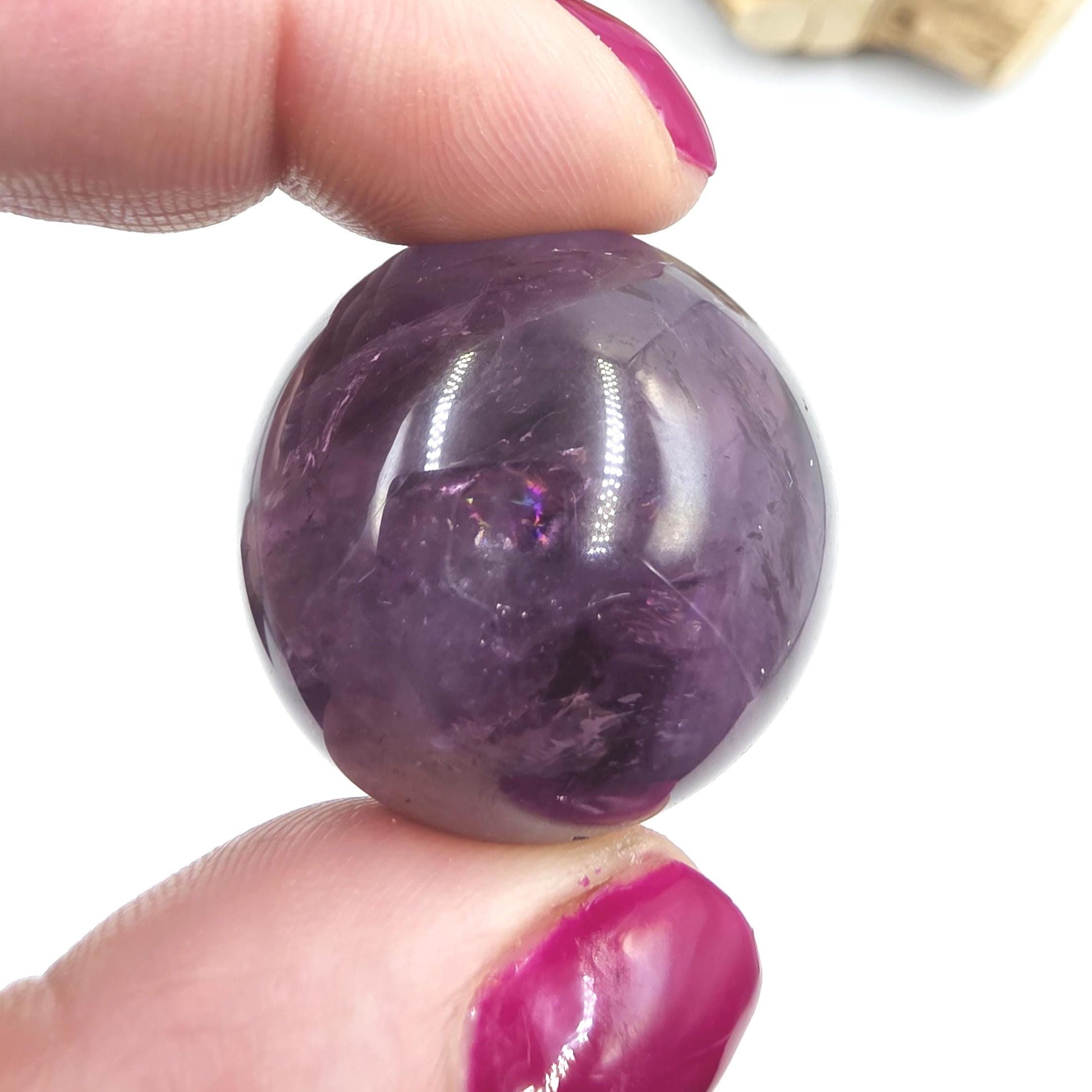 Flashy Amethyst Sphere with Rainbows – Calm, Intuition & Spiritual Healing Crystal, 32mm