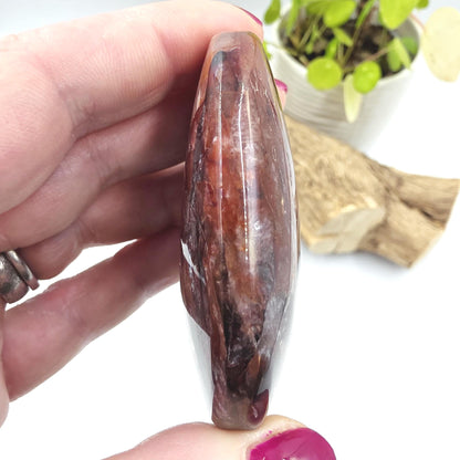 Sparkly Fire Quartz (Hematoid) Palm Stone with Rainbows – Grounding Strength, Vitality & Transformational Crystal, 90g