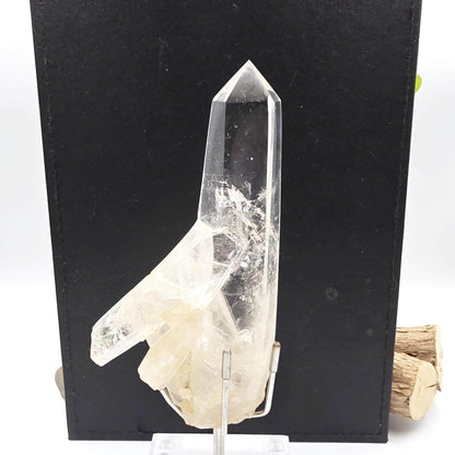 Clear Quartz Half Polished Half Raw Cluster with Rainbows on Bespoke Stand – Healing & Clarity Crystal, 505g
