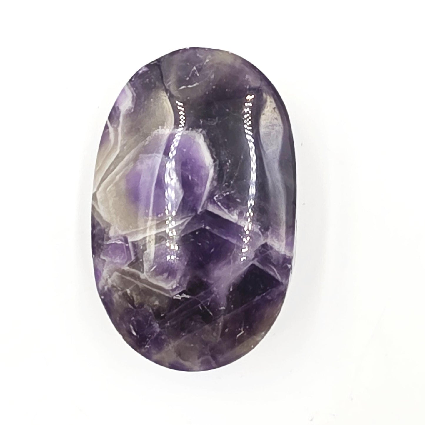 Dream Amethyst (Chevron) Palm Stone – Intuition, Calm & Spiritual Clarity Crystal, 90g