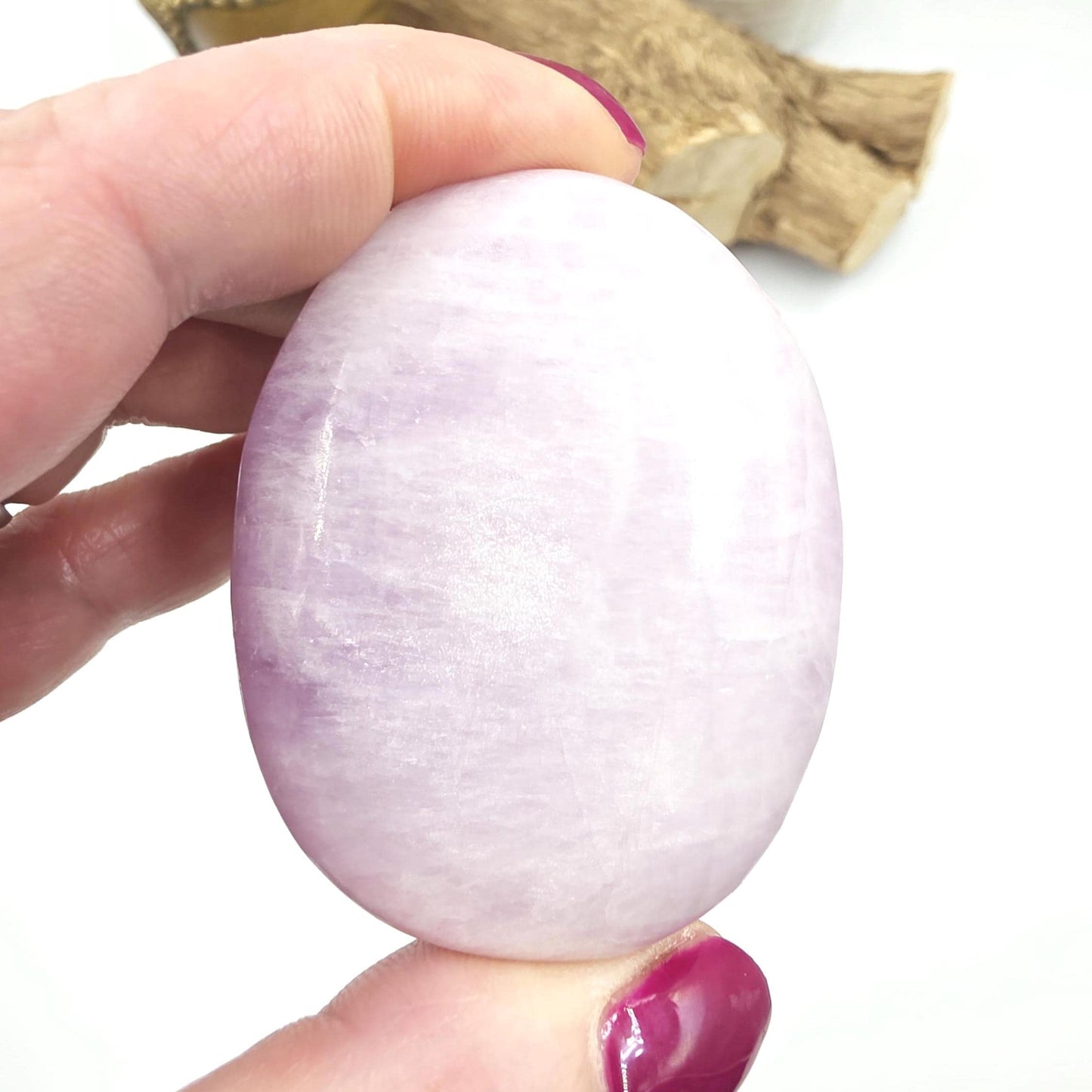 Flashy Kunzite Palm Stone - Heart Chakra & Emotional Healing Crystal, 85g