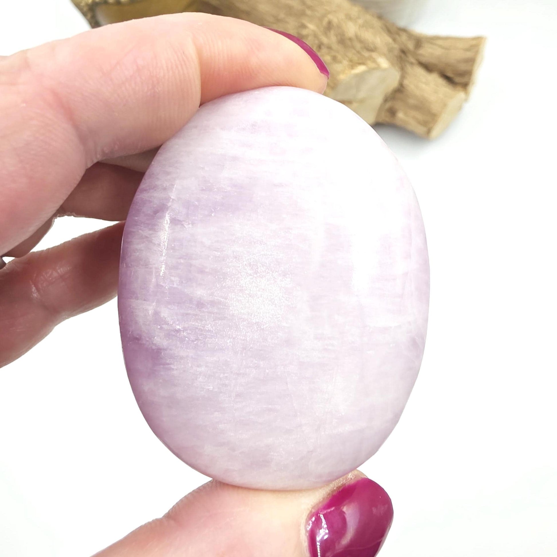 Flashy Kunzite Palm Stone - Heart Chakra & Emotional Healing Crystal, 85g