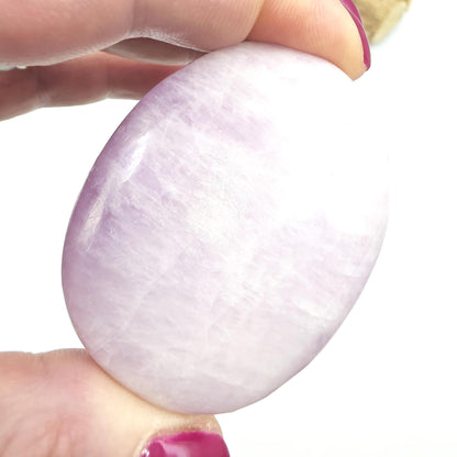 Flashy Kunzite Palm Stone - Heart Chakra & Emotional Healing Crystal, 85g