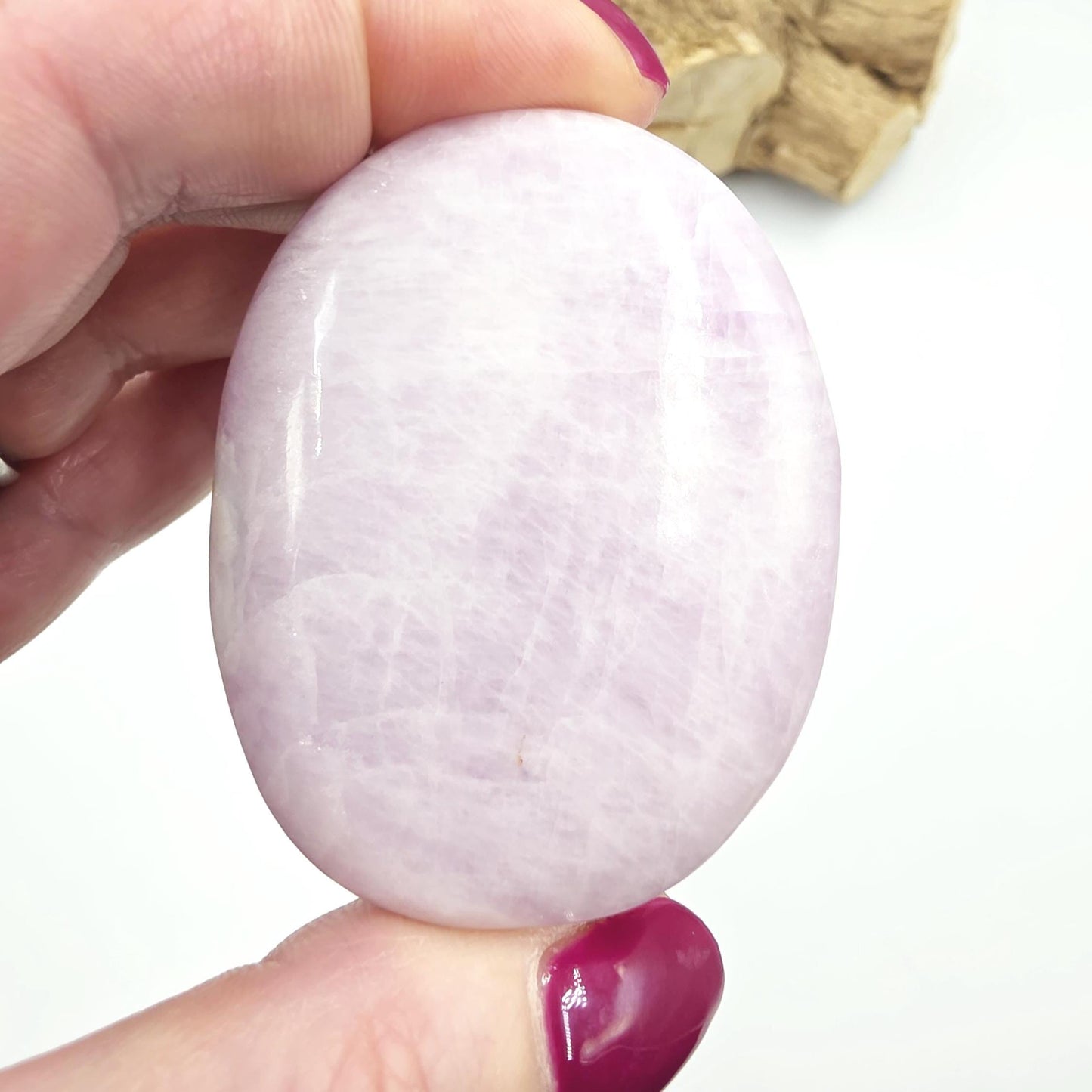 Flashy Kunzite Palm Stone - Heart Chakra & Emotional Healing Crystal, 85g