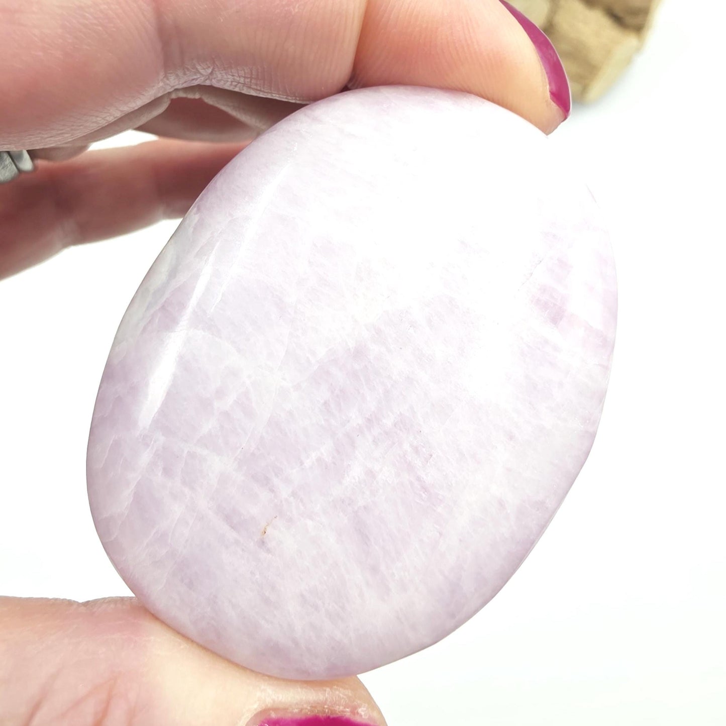 Flashy Kunzite Palm Stone - Heart Chakra & Emotional Healing Crystal, 85g