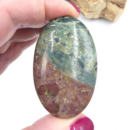 Ocean Jasper Palm Stone – Joy, Emotional Healing & Calming Crystal, 40g
