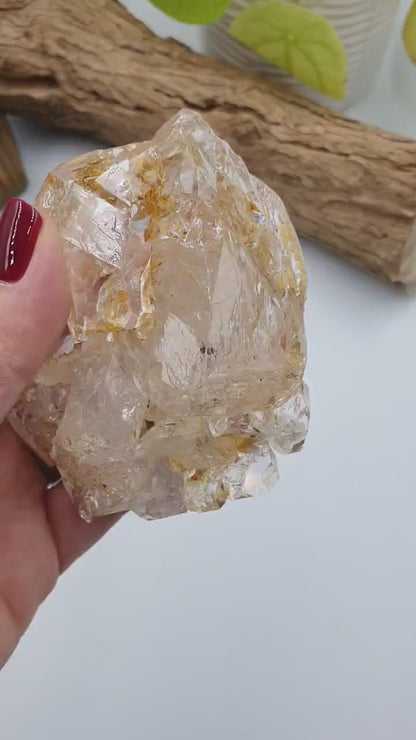 Skeletal Quartz Specimen from Pakistan with moving carbon bubble and rainbow flashes / Crocodile Quartz / Raw Rare Quartz - 295g