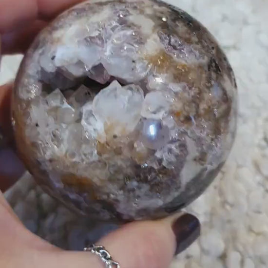 Stunning Pink Amethyst Sphere with sparkly druzy / Pink Amethyst Sphere - 76mm