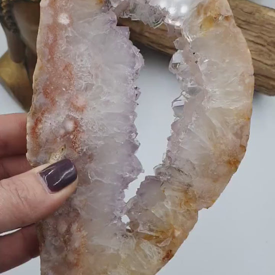 Pink Amethyst Crystal Slice with stunning druzy / Pink Amethyst Slab - 440g