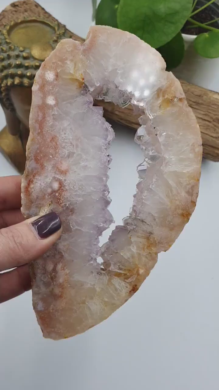 Pink Amethyst Crystal Slice with stunning druzy / Pink Amethyst Slab - 440g