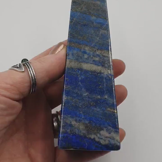 Stunning Unique Lapis Lazuli and Azurite Crystal Tower With Pyrite Sprinkles - 388g