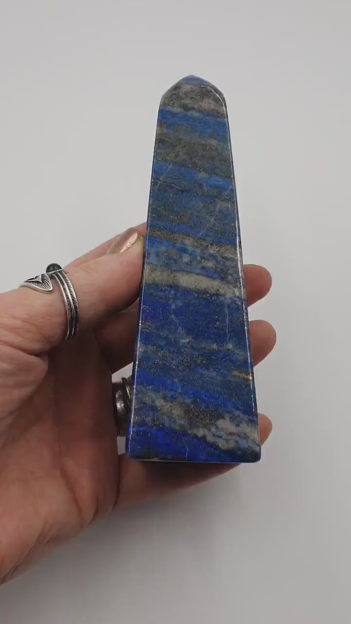 Stunning Unique Lapis Lazuli and Azurite Crystal Tower With Pyrite Sprinkles - 388g