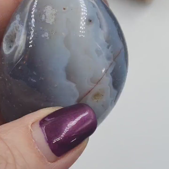 Botswana Agate Palm Stone/ Banded Botswana Palm / Banded Palm Stone /  Meditation Palm - 75g
