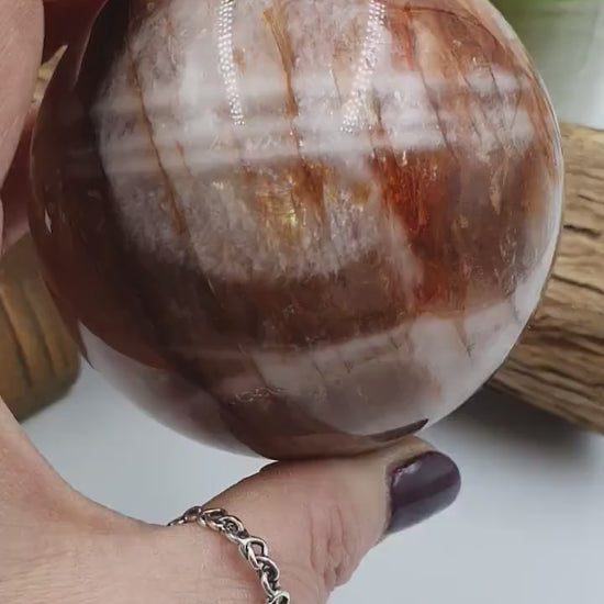 High Grade Large Fire Quartz Sphere/ Hematoid Quartz Sphere / Fire Quartz with Rainbows Sphere - 78mm