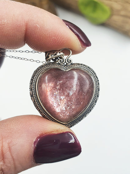 Purple Mica Heart Pendant (Sterling Silver)