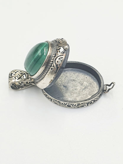 Malachite Locket Pendant (Sterling Silver)