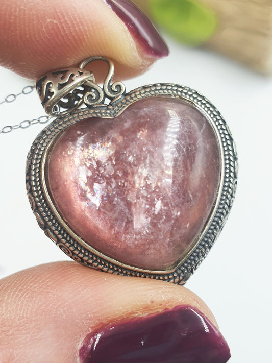 Purple Mica Heart Pendant (Sterling Silver)