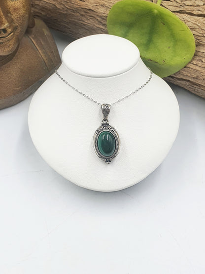 Malachite Locket Pendant (Sterling Silver)