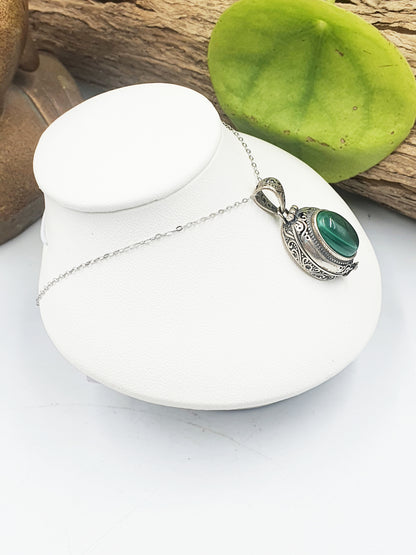 Malachite Locket Pendant (Sterling Silver)