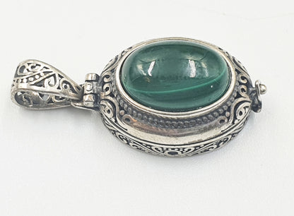 Malachite Locket Pendant (Sterling Silver)