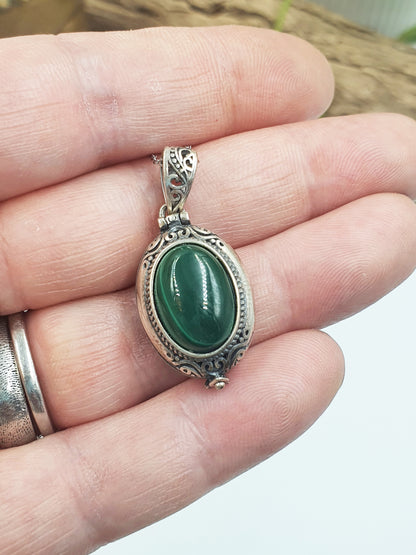 Malachite Locket Pendant (Sterling Silver)