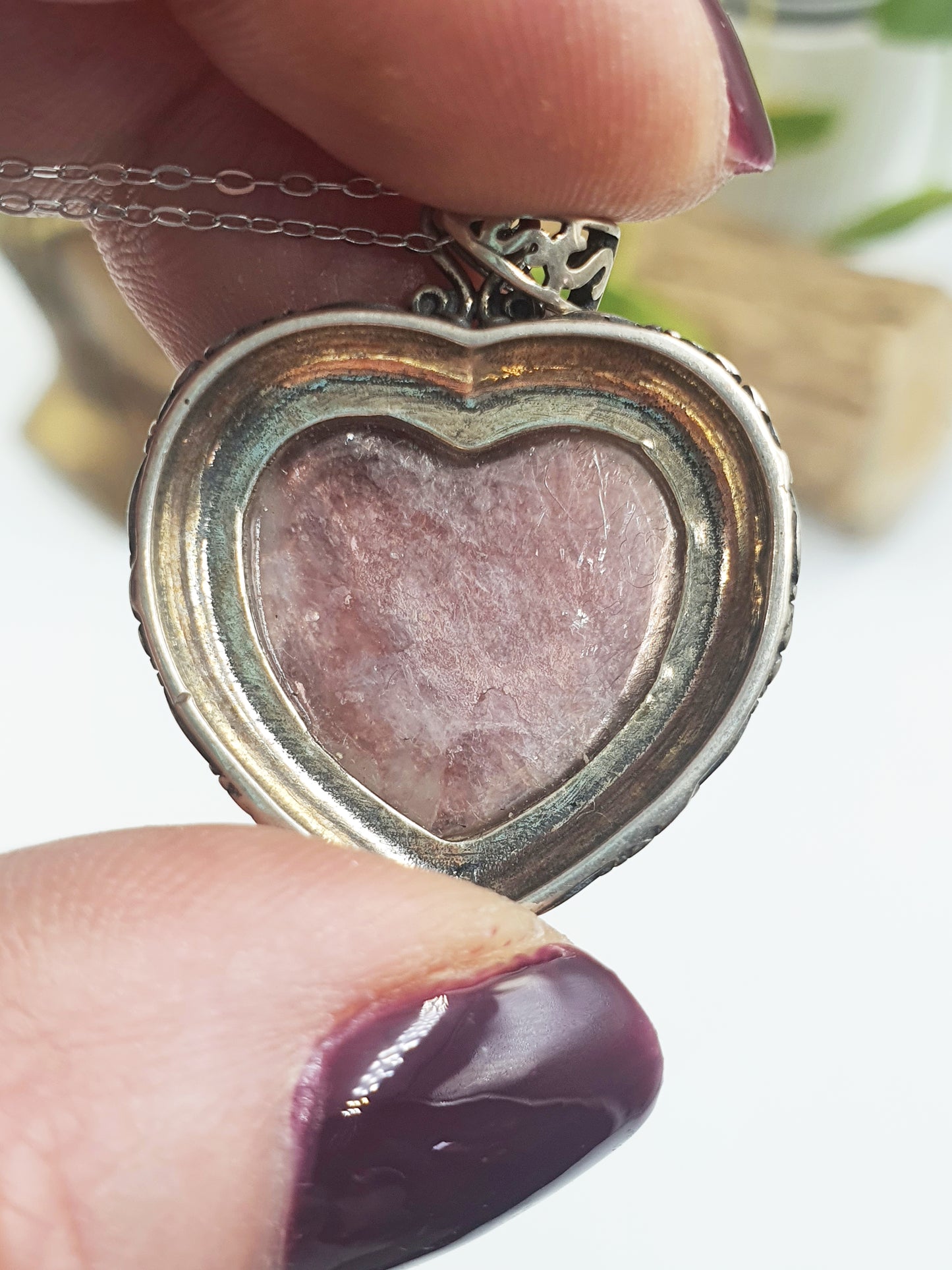 Purple Mica Heart Pendant (Sterling Silver)