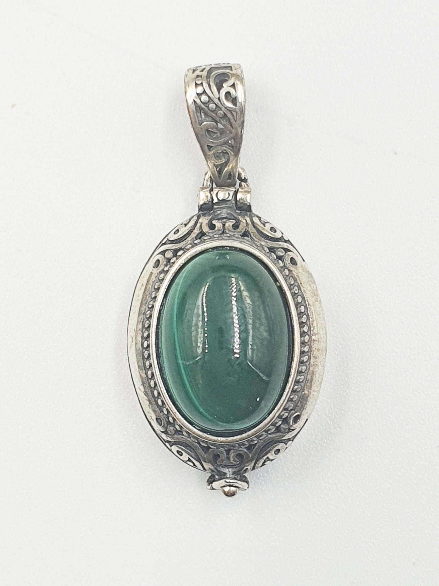 Malachite Locket Pendant (Sterling Silver)