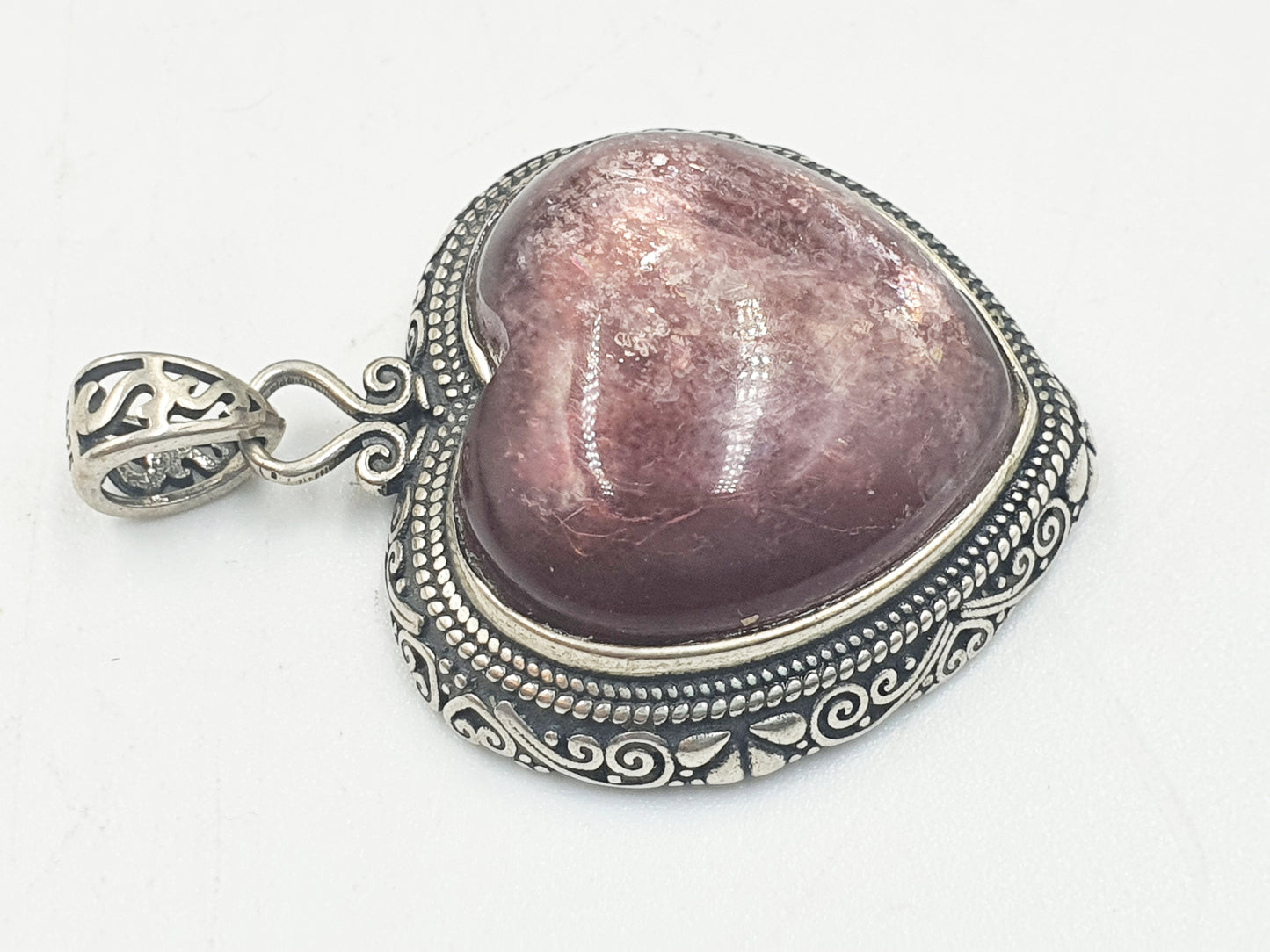 Purple Mica Heart Pendant (Sterling Silver)
