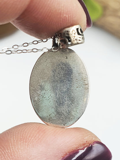 Malachite Locket Pendant (Sterling Silver)