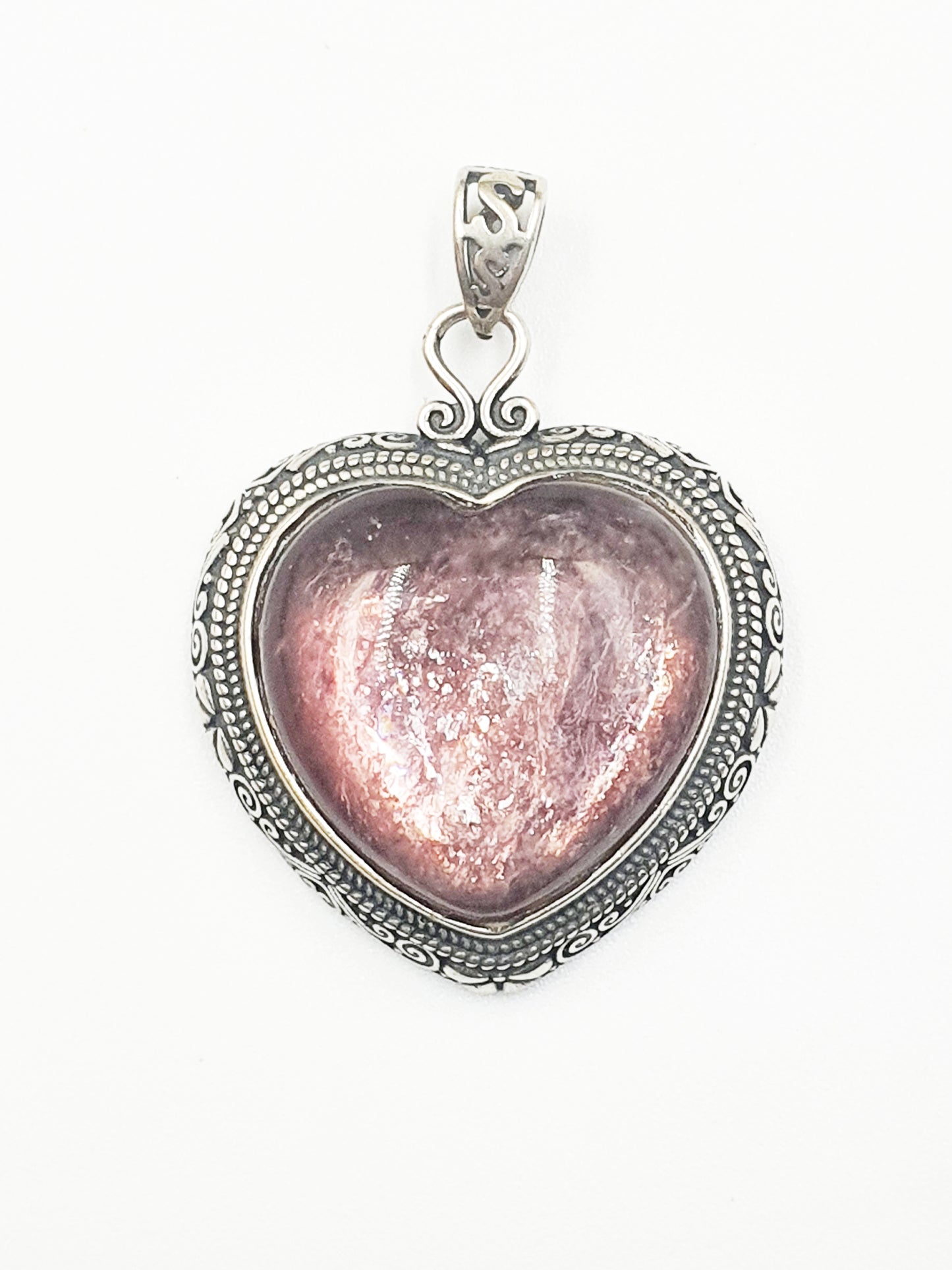 Purple Mica Heart Pendant (Sterling Silver)