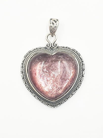 Purple Mica Heart Pendant (Sterling Silver)