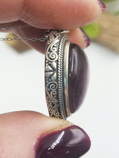 Purple Mica Heart Pendant (Sterling Silver)
