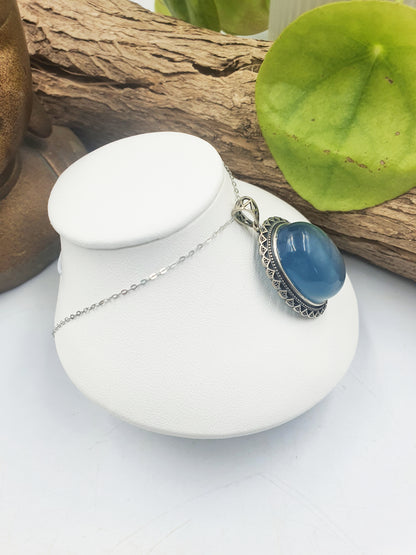 Aquamarine Pendant (Sterling Silver)