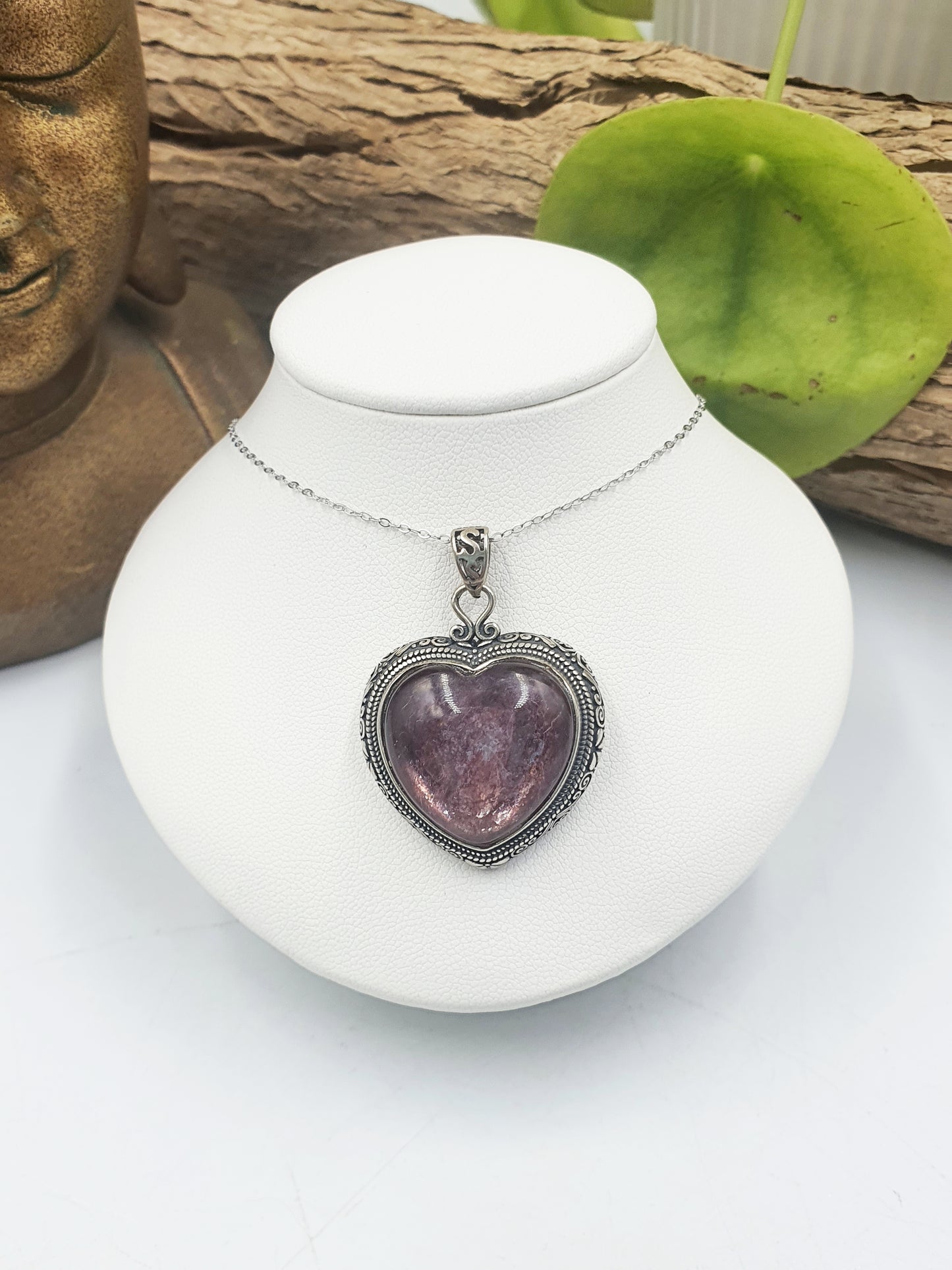 Purple Mica Heart Pendant (Sterling Silver)