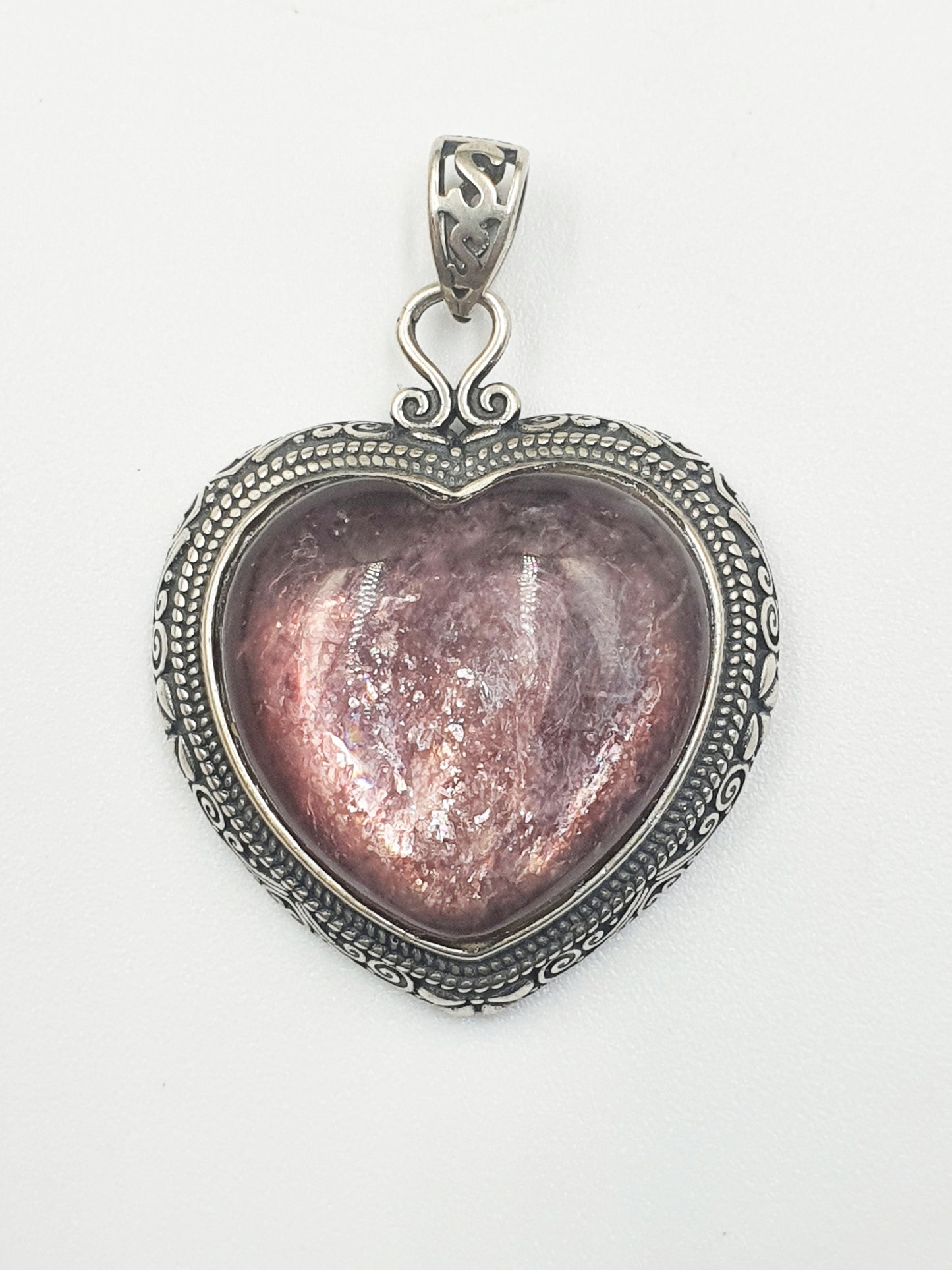 Purple Mica Heart Pendant (Sterling Silver)