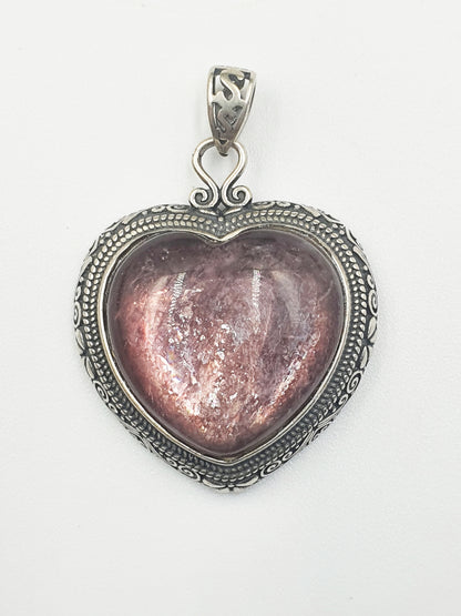 Purple Mica Heart Pendant (Sterling Silver)