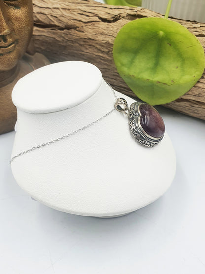 Purple Mica Heart Pendant (Sterling Silver)